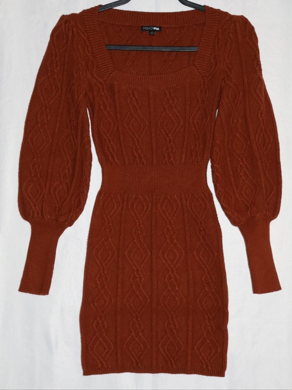 Fashion Nova Hello Cutie Camel Colored Sweater Mini Dress.